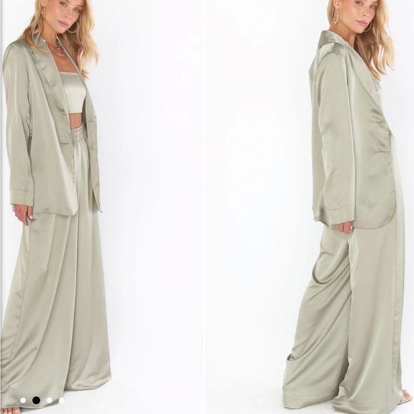 Show Me Your MuMu Pants - Show me your Mumu Irwin Pants in Moss green lux satin Size XS
